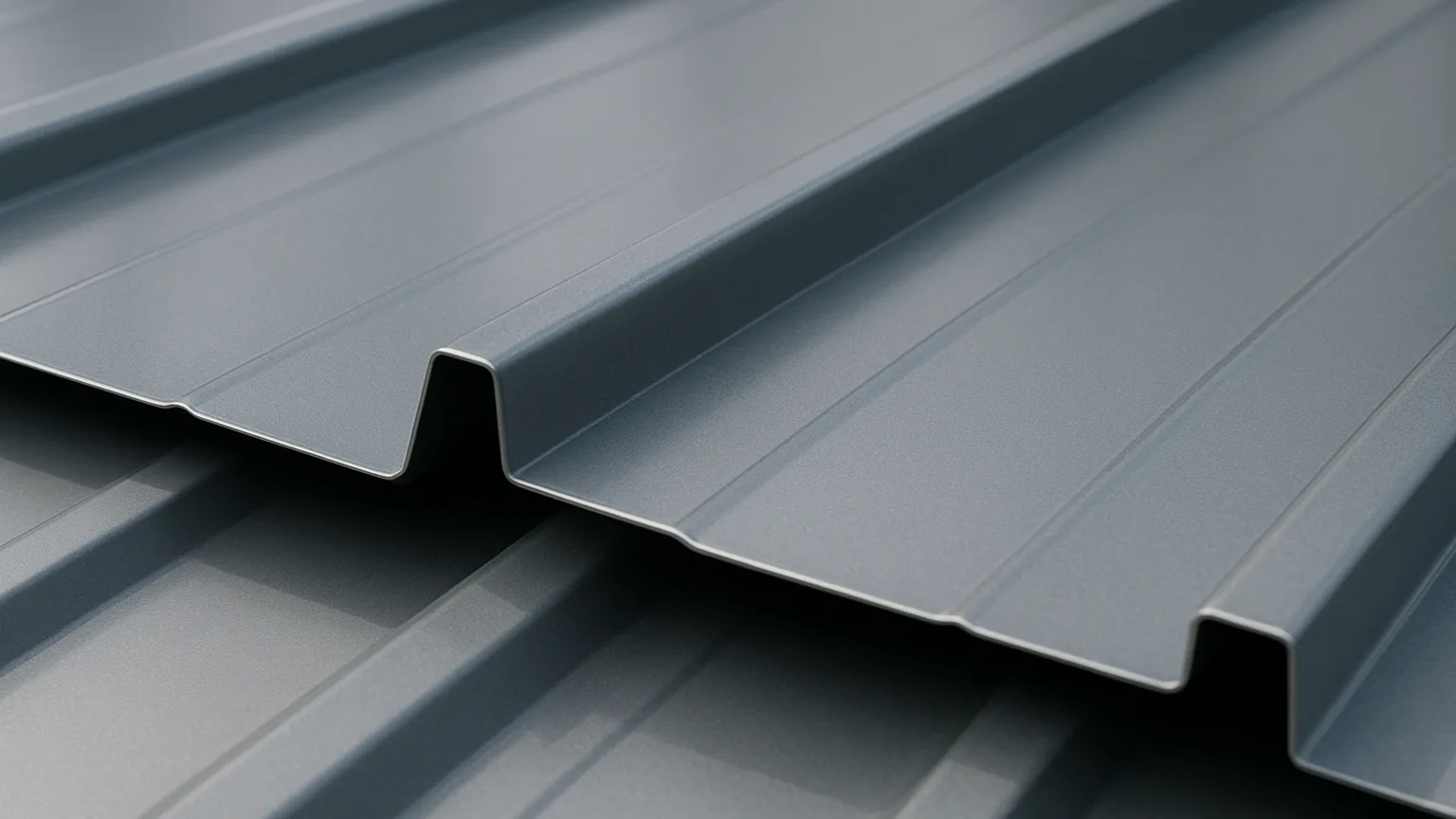 Close-up of two metal roof panel profiles side-by-side showing different rib heights and seam designs, demonstrating how profile geometry affects water drainage and panel movement capacity.